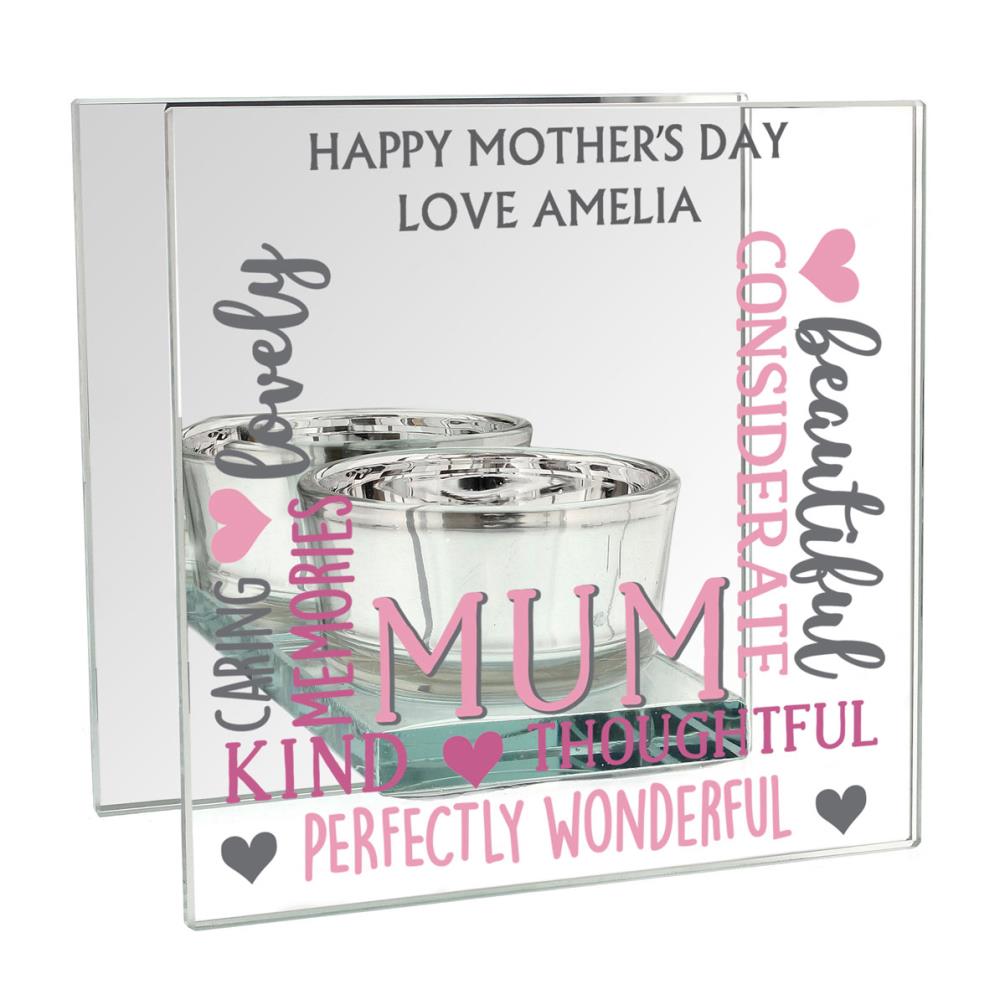 Personalised Mum Mirrored Glass Tea Light Holder £13.49